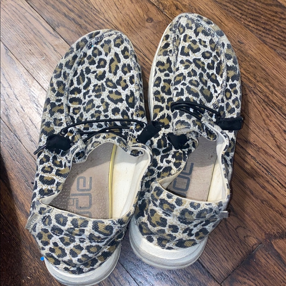 Hey Dude Leopard Print Slip-On Shoes - Black, Tan, White